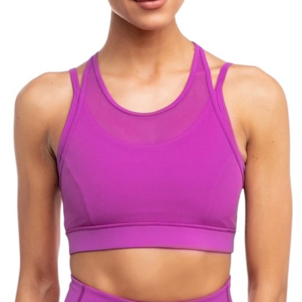 IVL Collective Purple Pink Mesh Cut Out‎ Athletic Sports Bra Size 8 Medium